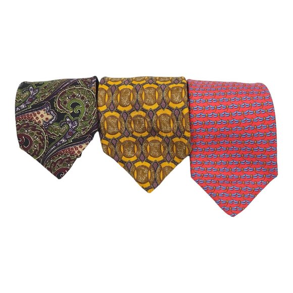 Robert Talbott Silk Ties Hand Sewn Paisley Geometric Dragonfly Lot of 3 - Picture 8 of 12